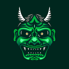 green demon head illustration