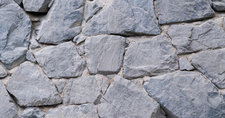 Close up stone and mortar wall for background