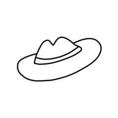 Hat doodle illustration. Black outline. Vector