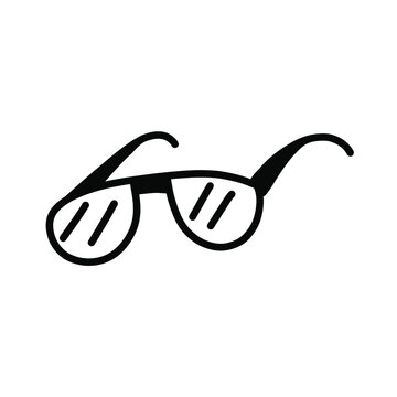 Sunglasses doodle illustration. Black outline. Vector
