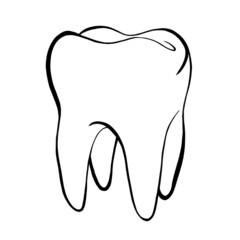tooth black contour on white background 