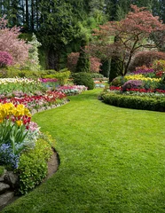 Acrylic prints Garden Buchart Garden Path in Spring blooms