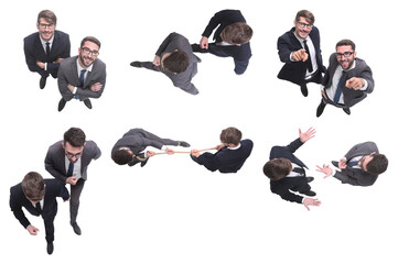 top view. business partners discuss new ideas