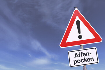 3d Illustation - Verkehrsschild - Affenpocken - Himmel - Wolken