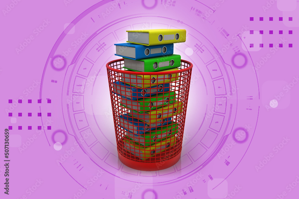 Poster 3d rendering office document binder with bin