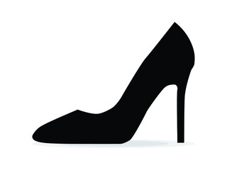 Black high heel shoe isolated on white background vector illustration. Womens black high heel shoes. Sale banner template. Female sexy shoes, patent leather shoes.