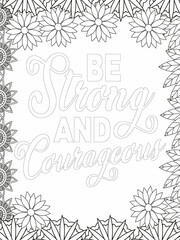 Bible verse coloring page. Vector Lettering and flowers for coloring book