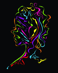 Silhouette woman neon art style vector illustration design.EPS10.