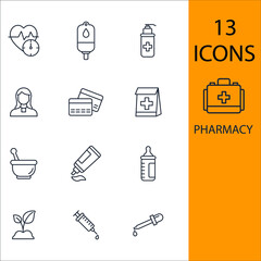 pharmacy icons set . pharmacy pack symbol vector elements for infographic web