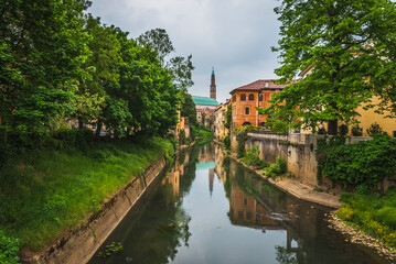 Fototapeta na wymiar Vicenza City Centre with the Basilica Palladiana in the Background, Veneto, Italy, Europe, World Heritage Site
