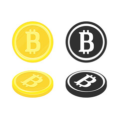 Bitcoin vector icon in flat style. Crypto currency symbol isolated on white background. Gold bitcoin cryptocurrency. Payment or internet money concept. Illustration EPS 10.