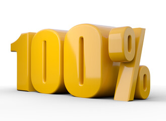100% 3d illustration. Orange hundred percent special offer on white background