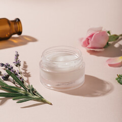 Obraz na płótnie Canvas concept of natural cosmetics and healing herbs, selective focus