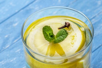 water with lemon and mint summer soft drink