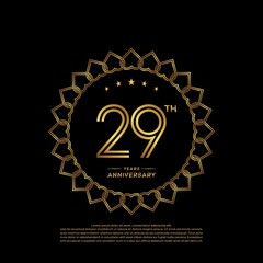 29 years anniversary celebration logotype with gold color, for booklet, leaflet, magazine, brochure poster, banner, web, invitation or greeting card. Vector illustrations.