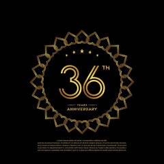 Fototapeta premium 36 years anniversary celebration logotype with gold color, for booklet, leaflet, magazine, brochure poster, banner, web, invitation or greeting card. Vector illustrations.