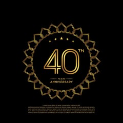40 years anniversary celebration logotype with gold color, for booklet, leaflet, magazine, brochure poster, banner, web, invitation or greeting card. Vector illustrations.