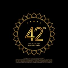 Fototapeta premium 42 years anniversary celebration logotype with gold color, for booklet, leaflet, magazine, brochure poster, banner, web, invitation or greeting card. Vector illustrations.