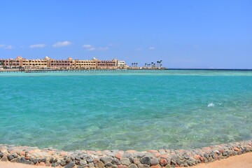 Beach at Arabia Azur Resort, in Hurghada, Egypt.