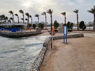 Beach at Arabia Azur Resort, in Hurghada, Egypt.