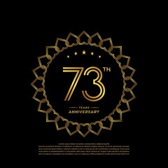 73 years anniversary celebration logotype with gold color, for booklet, leaflet, magazine, brochure poster, banner, web, invitation or greeting card. Vector illustrations.