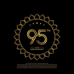 95 years anniversary celebration logotype with gold color, for booklet, leaflet, magazine, brochure poster, banner, web, invitation or greeting card. Vector illustrations.