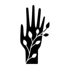 Obraz premium Hand silhouette with floral elements. Elegant gesture.