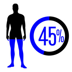 45 percent people icon vector graphic, Man pictogram concept, 45-100