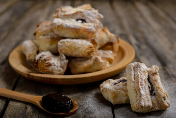 Salcici fatty homemade cookies on old wooden table