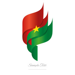 Burkina Faso abstract 3D wavy flag red green modern Burkinabe ribbon torch flame strip logo icon vector