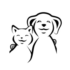 funny cat and dog vector illustration