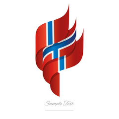 Norway abstract 3D wavy flag red white blue modern Norwegian ribbon torch flame strip logo icon vector