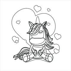 Cute unicorn coloring page  | Black and white vector illustration for coloring book  Unicorn illustration ,  Isolated outline for coloring book with unicorn | Unicorn 