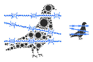 Bird jail mosaic icon. Vector mosaic made of randomized infection icons. Viral mosaic bird jail icon. Bird jail mosaic for medical images.