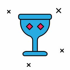 Filled outline Medieval goblet icon isolated on white background. Holy grail. Vector