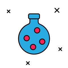 Filled outline Bottle with potion icon isolated on white background. Flask with magic potion. Happy Halloween party. Vector