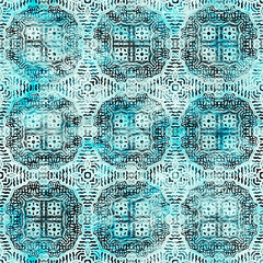 Aegean Teal green grunge wash linen print pattern. Modern rustic nantucket distressed fabric textile effect background in nautical maritime style. Tie dye worn home decor fashion geometric design