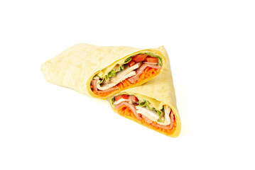 Lavash with stuffing. Shawarma in lavash