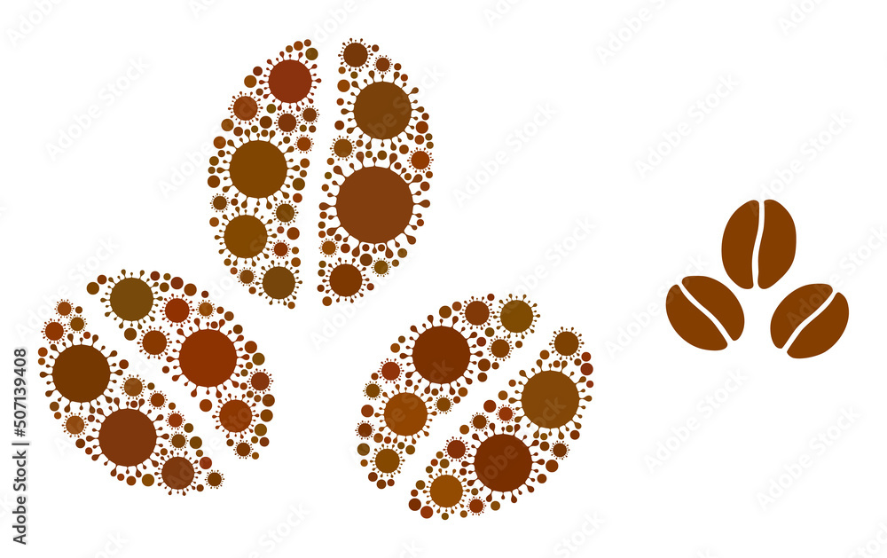 Poster cacao beans mosaic icon. vector mosaic designed with random bacilla items. infection mosaic cacao be