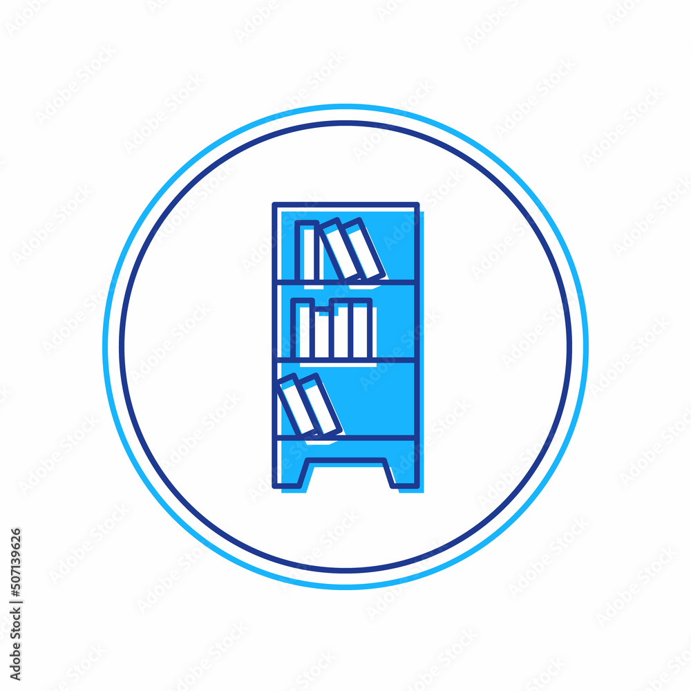 Poster filled outline library bookshelf icon isolated on white background. vector