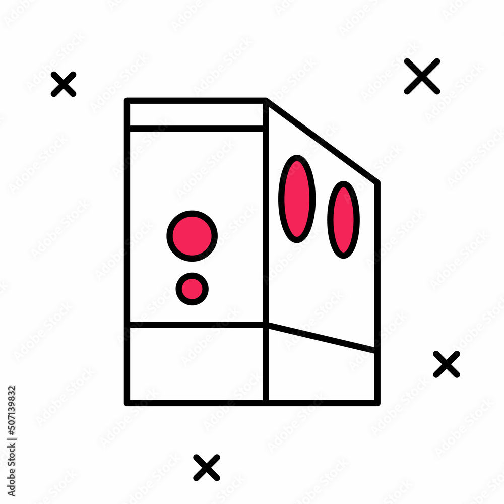 Poster filled outline case of computer icon isolated on white background. computer server. workstation. vec