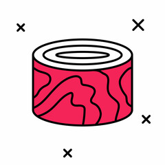 Filled outline Wooden logs icon isolated on white background. Stack of firewood. Vector