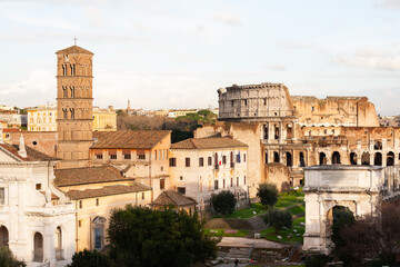 Beautiful aerial view of Rome and the Colosseum, Europe