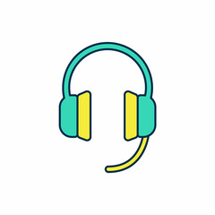 Filled outline Headphones icon isolated on white background. Earphones. Concept for listening to music, service, communication and operator. Vector
