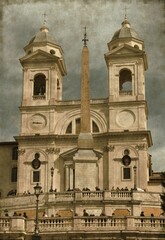 Spanish Steps in Rome, Italy - Vintage