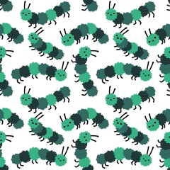 Kids seamless cartoon caterpillar pattern for fabrics and textiles and packaging and gifts and hobbies