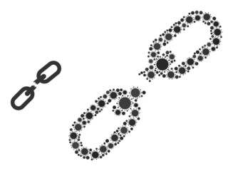 Chain crash mosaic icon. Vector mosaic constructed of scattered viral items. Viral mosaic chain crash icon. Chain crash mosaic for pandemic templates.