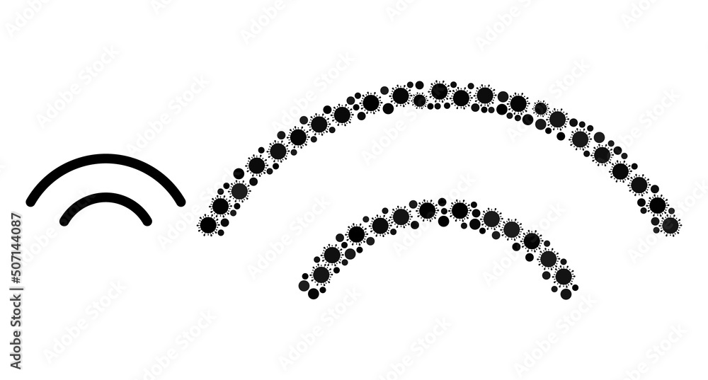 Poster broadcasting mosaic icon. vector mosaic is formed of random virus icons. virus cell mosaic broadcast
