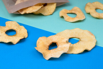 Dried apples on a blue background