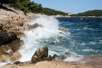 wild sea in Veli Losinj, island Losinj, Croatia